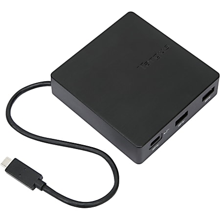 Targus® USB Type-C Travel Dock With 60W Power Pass-Through, 0.9"H x 3.74"W x 3.58"D, Black, 13115560