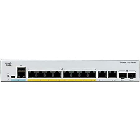 Cisco Catalyst C1000-8T-2G-L Ethernet Switch - 8 Ports - Manageable - 2 Layer Supported - Modular - 2 SFP Slots - 14.26 W Power Consumption - Optical Fiber, Twisted Pair - Rack-mountable - Lifetime Limited Warranty