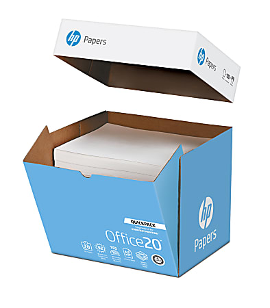 HP Office Quickpack Multi-Use Printer & Copy Paper, White, Letter (8.5" x 11"), 2500 Sheets Per Case, 20 Lb, 92 Brightness, Case Of 5 Reams