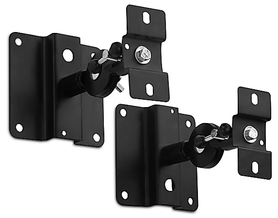 Mount-It! Heavy-Duty Steel Universal Speaker Mounts for Walls/Ceiling, 4”H x 5-1/4”W x 5-1/4”D, Black. Set Of 2 Mounts
