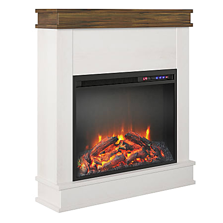 Ameriwood Home Mateo Fireplace With Mantel 32 78 H x 29 34 W x 7 34 D Ivory  - Office Depot
