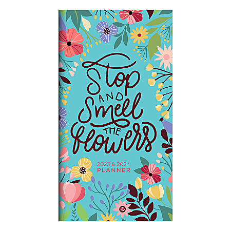 TF Publishing 2-Year Small Monthly Pocket Planner, 3-1/2" x 6-1/2", Flowers, January 2023 To December 2024