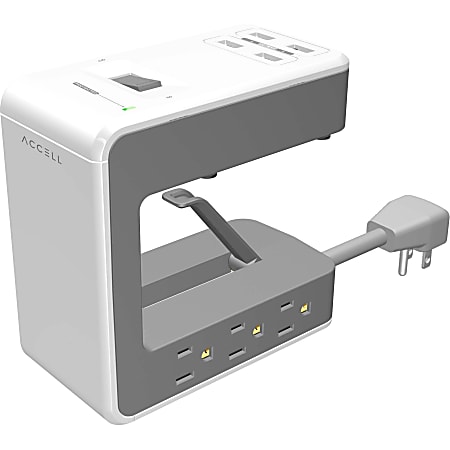Accell Power U - Clamping power station for home and work with 6 surge protected AC outlets and 4 US - D080B045F