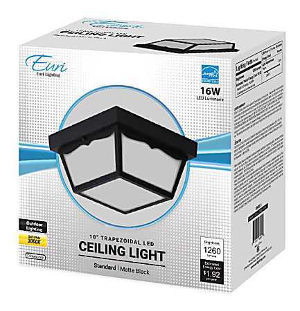 Euri Outdoor 10" Square LED Ceiling Light With Textured Lens, Dimmable, 1260 Lumens, 16 Watt, 3000 Kelvin/Warm White, 1 Each 
