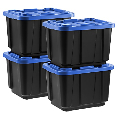 IRIS Plastic Storage Bins with Lids, 12-Gallon, Black, Total Qty 4