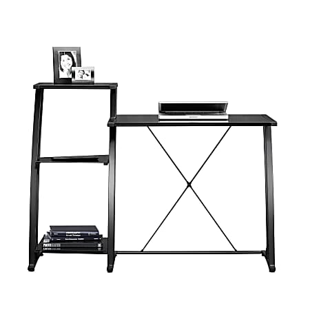 Sauder® Deco 48"W Tiered Glass Computer Desk, Black