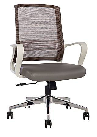 Sinfonia Song Ergonomic Mesh/Fabric Mid-Back Task Chair With Antimicrobial Protection, Loop Arms, Copper/Gray/White