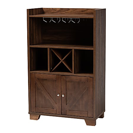 Baxton Studio Carrie Wine Storage Cabinet, Walnut