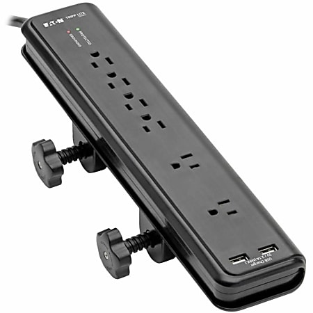 Eaton Tripp Lite Series Surge Protector Power Strip Desk Mount 120V USB 6 Outlet 6' Cord - Surge protector - TLP606DMUSB