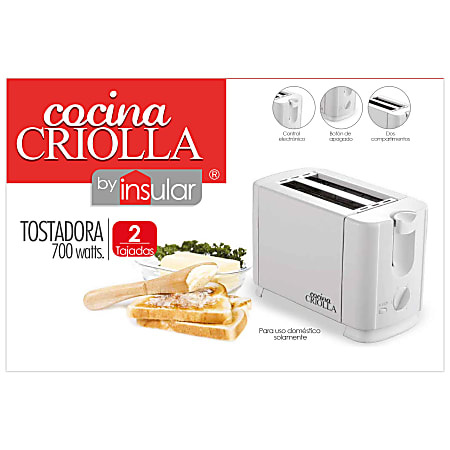 Cocina Criolla 2-Slice Toaster Wide-Slot Toaster, White