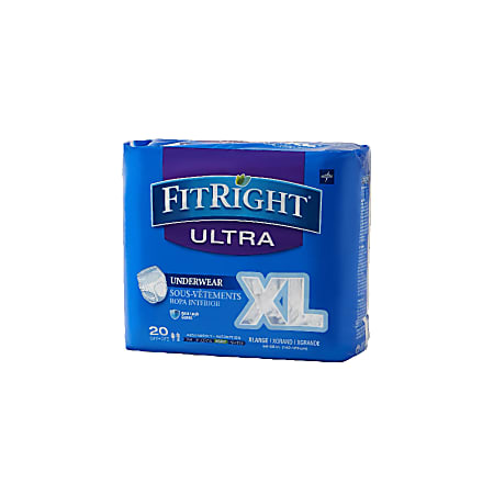 FitRight Ultra Protective Underwear, Extra-Large, 56 - 68", White, Case Of 20