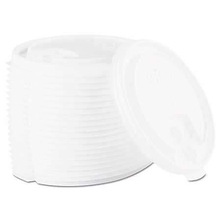 Dart® Lift Back And Lock Tab Cup Lids For 10-24 Oz Cups, White, Sleeve Of 100 Lids, Carton Of 20 Sleeves