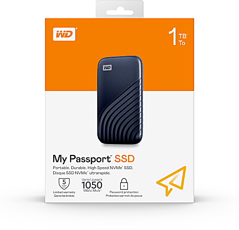 Western Digital My Passport Portable SSD 2TB Blue Office Depot