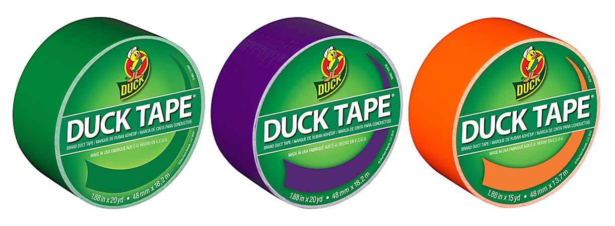 Duck Brand Color Duct Tape Rolls, 1-15/16 x 55 yd, Secondary Colors, Pack of 3 Rolls