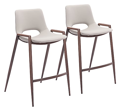 Zuo Modern Desi Counter Chairs, Beige/Brown, Set Of 2 Chairs