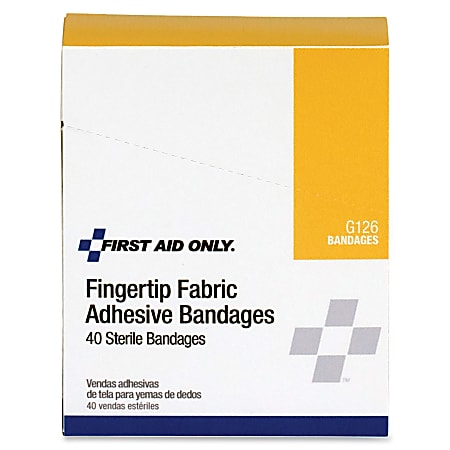 First Aid Only Fingertip Fabric Adhesive Bandages 2 12 x 3 14 Tan Box ...