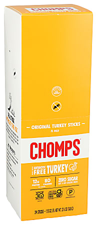 CHOMPS Snack Sticks, Original Mild Turkey, 1.15 Oz, Total Qty 24