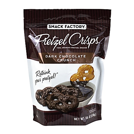 Snack Factory Dark Chocolate Crunch Pretzel Crisps, 18-Oz Bag