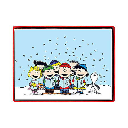 Graphique Holiday Boxed Cards, 5" x 7", Peanuts Carolers, Box Of 15 Cards