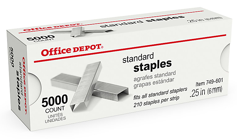 Office Depot® Brand Staples, 1/4" Standard, Full Strip, Box Of 5,000, 2661