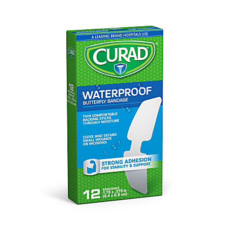CURAD® Butterfly Closure Adhesive Bandages, 1 3/4" x 3/8", Tan, Case Of 24