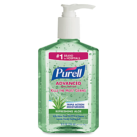 PURELL® Aloe Advanced Hand Sanitizer - Floral Scent - 8 fl oz (236.6 mL) - Pump Bottle Dispenser - Kill Germs - Hand - Clear - Moisturizing, Residue-free, Non-sticky - 12 / Carton