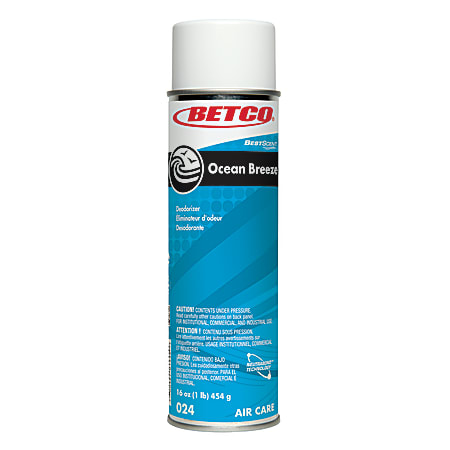 Betco® BestScent™ Aerosol Odor Eliminator Spray, Ocean Breeze, 16 Oz, Pack Of 12