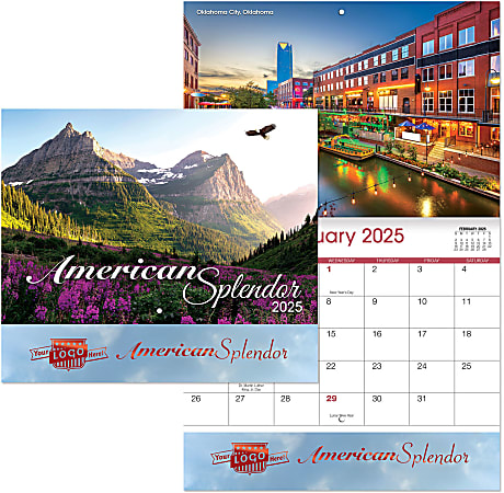 American Splendor 13-Month Wall Calendar, 9 1/2" x 11", Stapled Binding, American Imagery