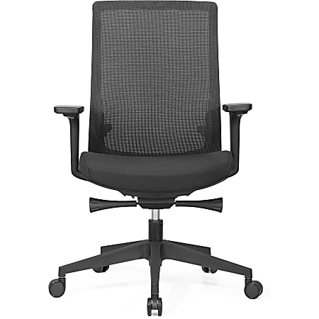 Lorell Mid-back Mesh Chair - Mid Back - 5-star Base - Black - Armrest - 1 Each