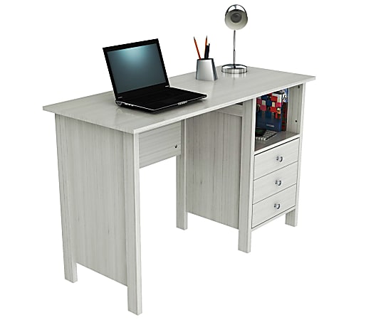Inval Laura 48"W Writing Desk With Storage Area, Laricina White