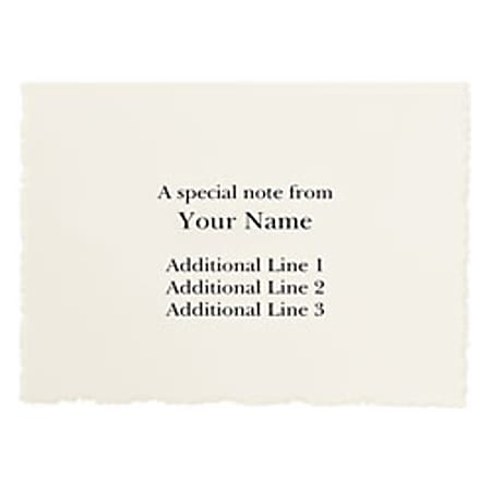 Custom Printed Stationery Note Cards, Deckle Edge, Folded, 4 7/8" x 3 1/2", Ecru Matte, Box Of 25