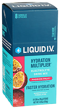 Liquid I.V. Hydration Multiplier Electrolyte Drink Mix, Passion Fruit, 0.56 Oz, Total Qty 8
