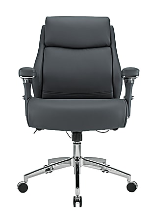 Realspace Modern Comfort Keera Bonded Leather Mid Back Managers Chair GrayChrome BIFMA Compliant Office Depot
