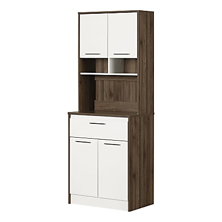South Shore Myro 29"W Pantry Cabinet, Natural Walnut/White
