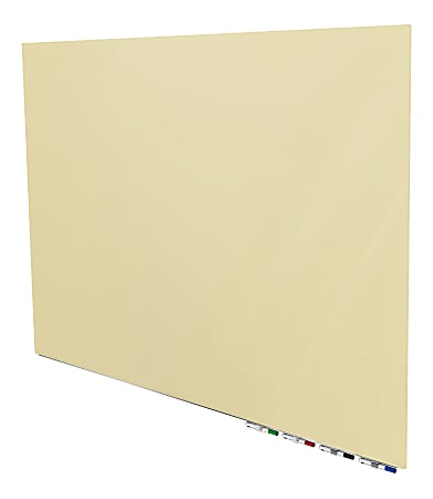 Aria Magnetic Low-Profile 1/4" Glass Unframed Dry-Erase Whiteboard With 4 Rare Earth Magnets, 4 Markers And Eraser, 48" x 72", Beige