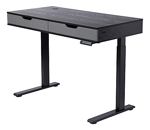 Realspace® Smart Electric 48"W Height-Adjustable Standing Desk, Black/Gray