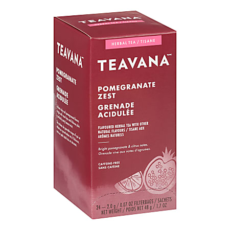 Teavana Pomegranate Zest Herbal Tea Bags, 1.1 Oz, Box Of 24