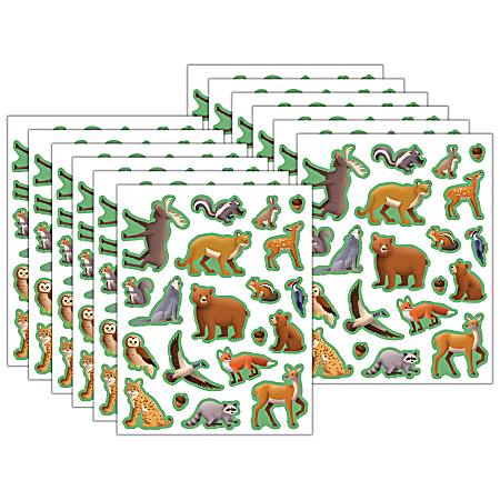 Teacher Created Resources Stickers, 2-1/2” x 1/2", Woodland Animals, 120 Stickers Per Pack, Bundle Of 12 Packs