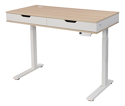 FlexiSpot E7 Electric 55W Height-Adjustable Standing Desk, Dark  Bamboo/Silver