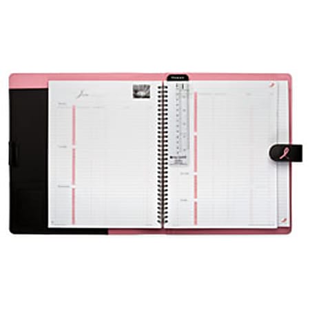 Day-Timer® Pink Ribbon Wirebound Black Microfiber Binder And Starter Set With Snap, 8 1/2" x 11", Black