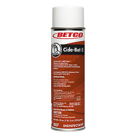 Betco® Cide-Bet Aerosol Disinfectant, Citrus Bouquet Scent, 18 Oz Can, Case Of 12