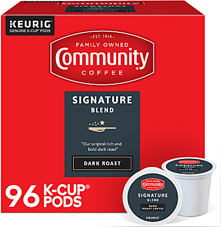 Community Coffee Keurig® Single Serve K-Cup® Pods, Signature Blend, Dark Roast, Box Of 96 Pods