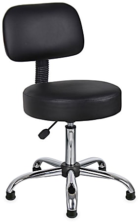 Boss Office Products Antimicrobial Medical Stool With Back, Black