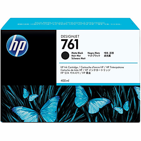 HP 761 Matte Black High-Yield Ink Cartridge, CM991A