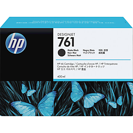 HP 761 High-Yield Matte Black Ink Cartridge, CM991A