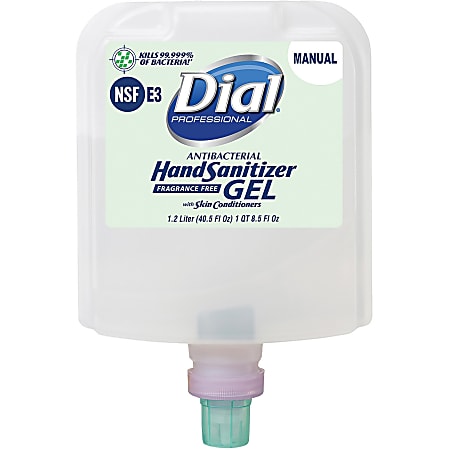 Dial Hand Sanitizer Gel Refill - 40.5 fl oz (1197.7 mL) - Kill Germs, Bacteria Remover - Healthcare, School, Office, Restaurant, Daycare - Clear - Fragrance-free, Dye-free - 1 Each