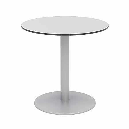 KFI Studios Eveleen Round Outdoor Bistro Patio Table, 41”H x 30”W x 30”D, Fashion Gray/White