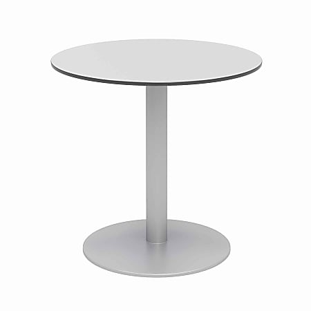 KFI Studios Eveleen Round Outdoor Bistro Patio Table, 41”H x 30”W x 30”D, Fashion Gray/White