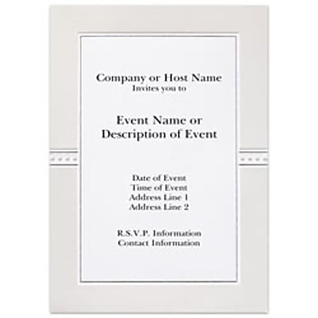 Custom Printed Premium Invitations, Tailored Pearl Frame, Flat, 5 1/2" x 7 3/4", White Matte, Box Of 25