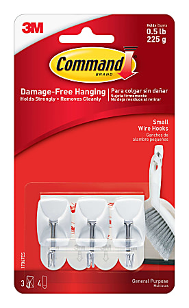 Command Small Wire Toggle Hooks 3 Command Hooks 4 Command Strips Damage  Free White - Office Depot